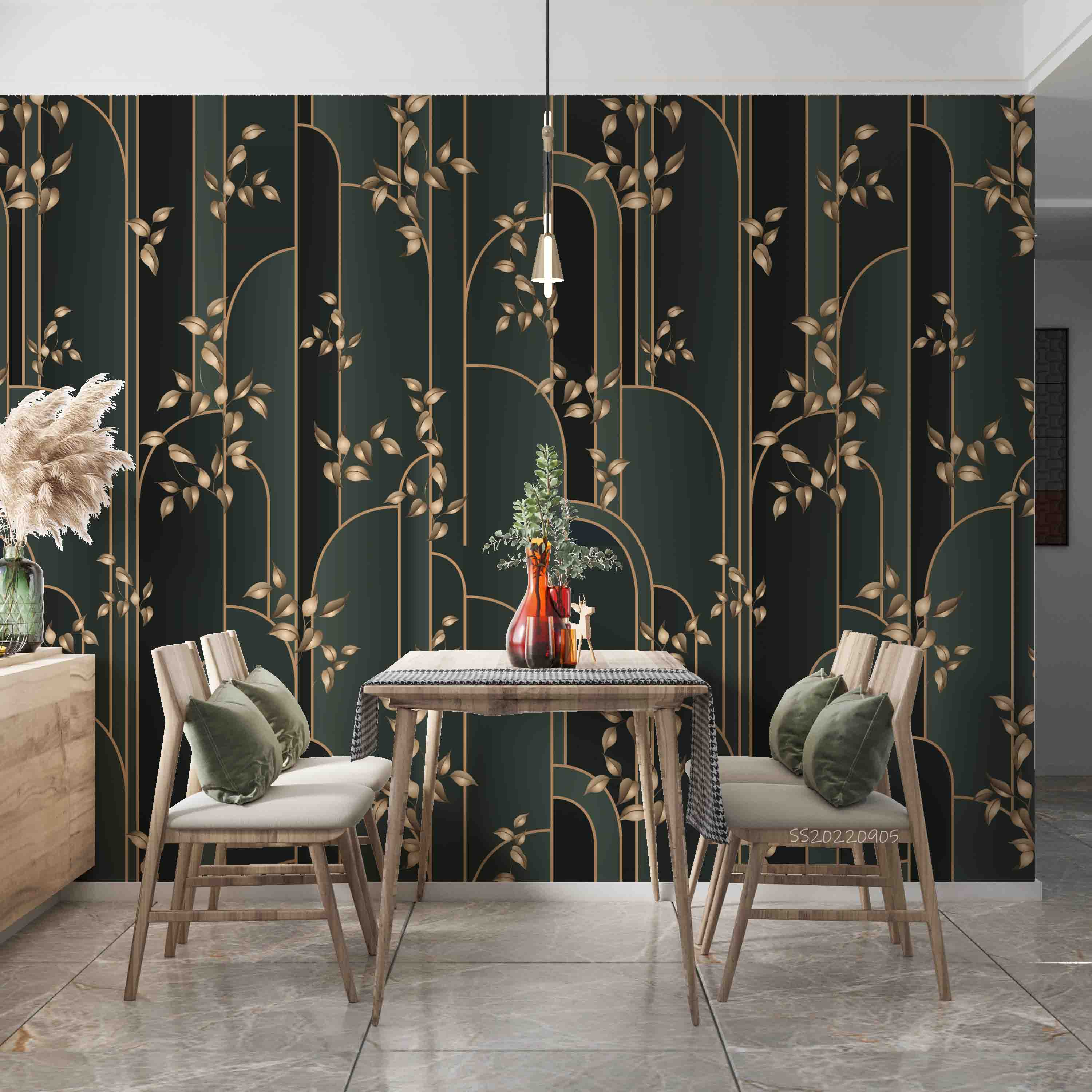 3D Modern Art Plaid Gold Leaf Wall Mural Wallpaper GD 2571- Jess Art Decoration