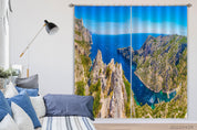 3D Landscape Mountain Peak Blue Sea Curtains and Drapes GD 4882- Jess Art Decoration