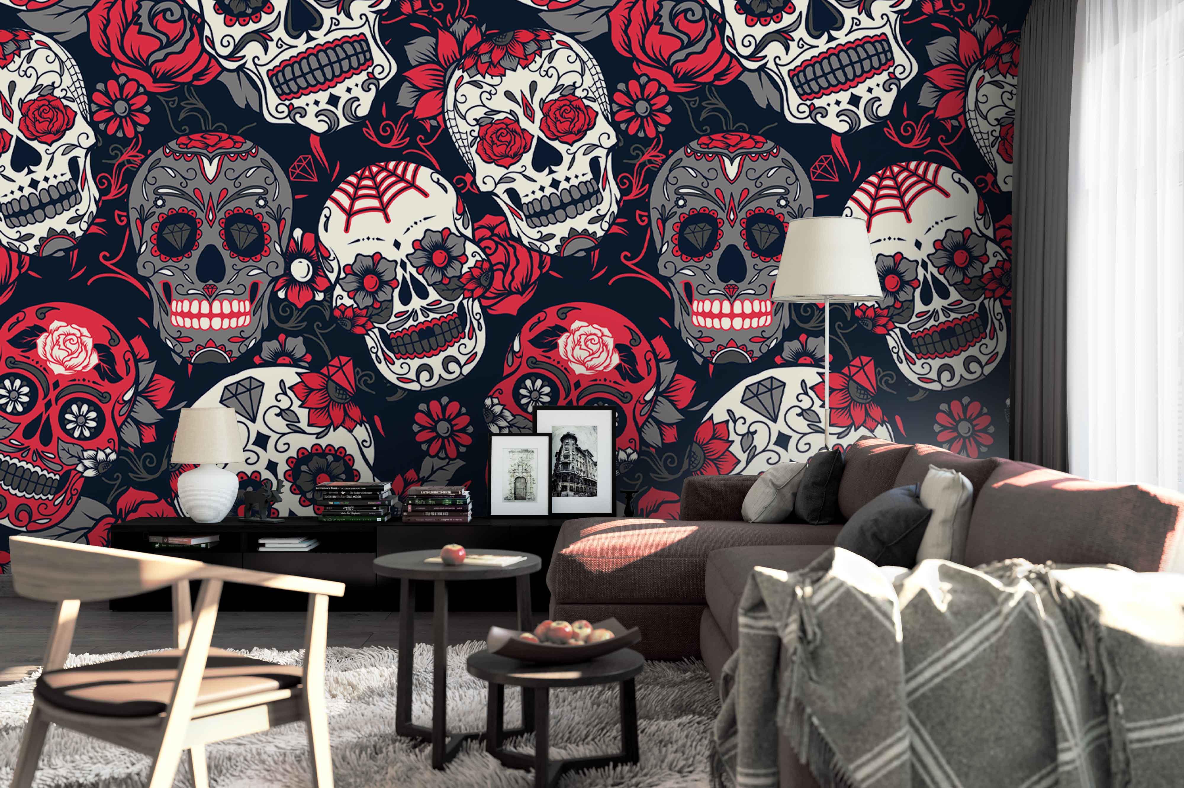 3D Floral Skull Wall Mural Wallpaper 30- Jess Art Decoration