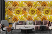 3D Sunflowers Pattern Seamless Wall Mural Wallpaper SWW2514- Jess Art Decoration