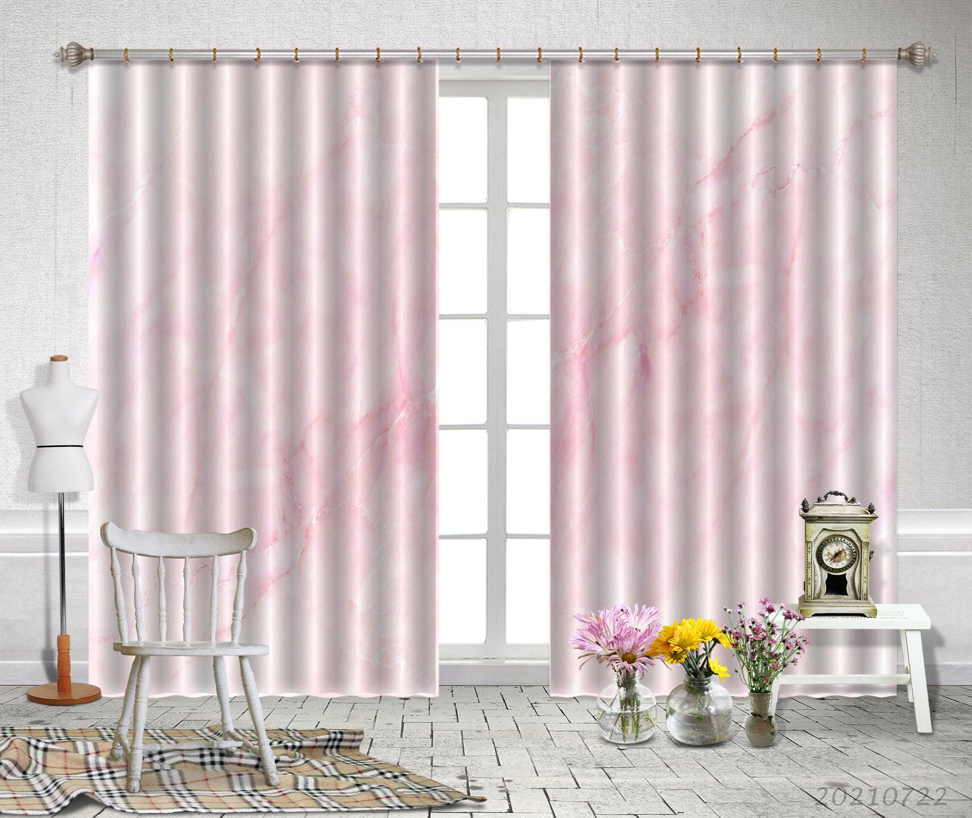 3D Pink Marble Texture Curtains and Drapes LQH 432- Jess Art Decoration