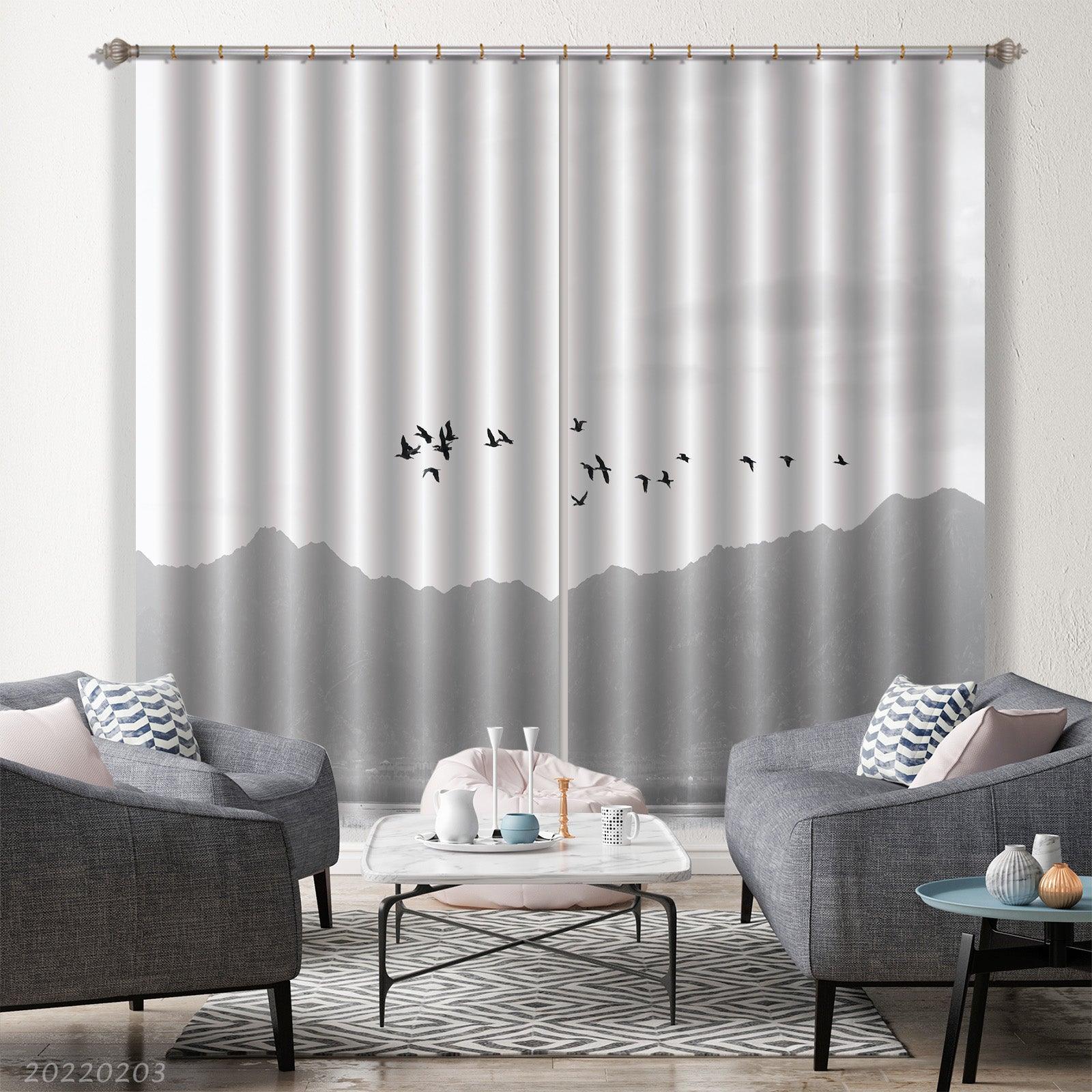 3D Mountain Flying Bird Misty Curtains and Drapes GD 1124- Jess Art Decoration