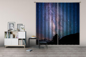 3D Nature Mountain Tree Silhouette Starry Sky Curtains and Drapes GD 2965- Jess Art Decoration