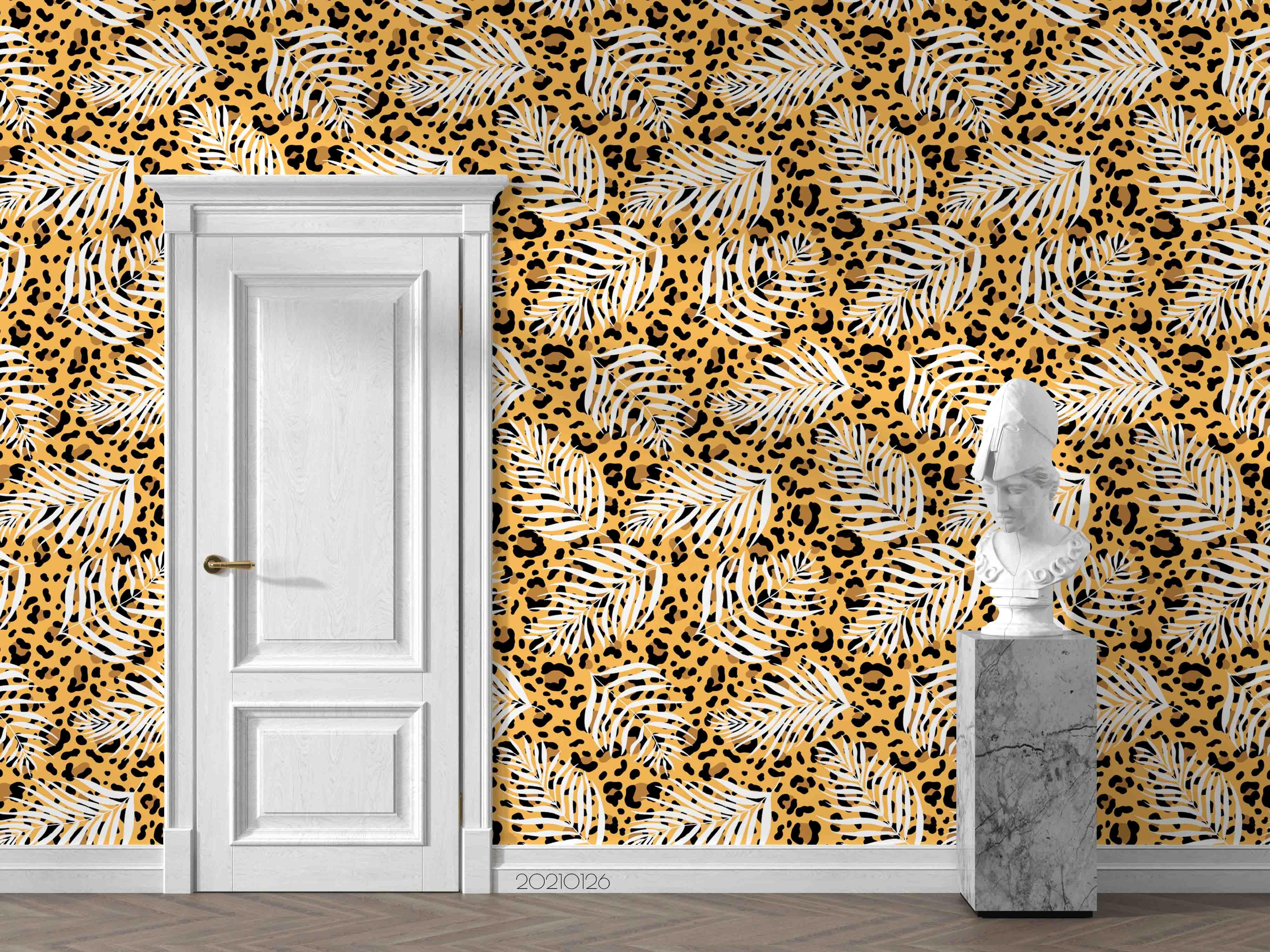 3D Hand Drawn Animal Print Leaf Wall Mural Wallpaper LQH 37- Jess Art Decoration