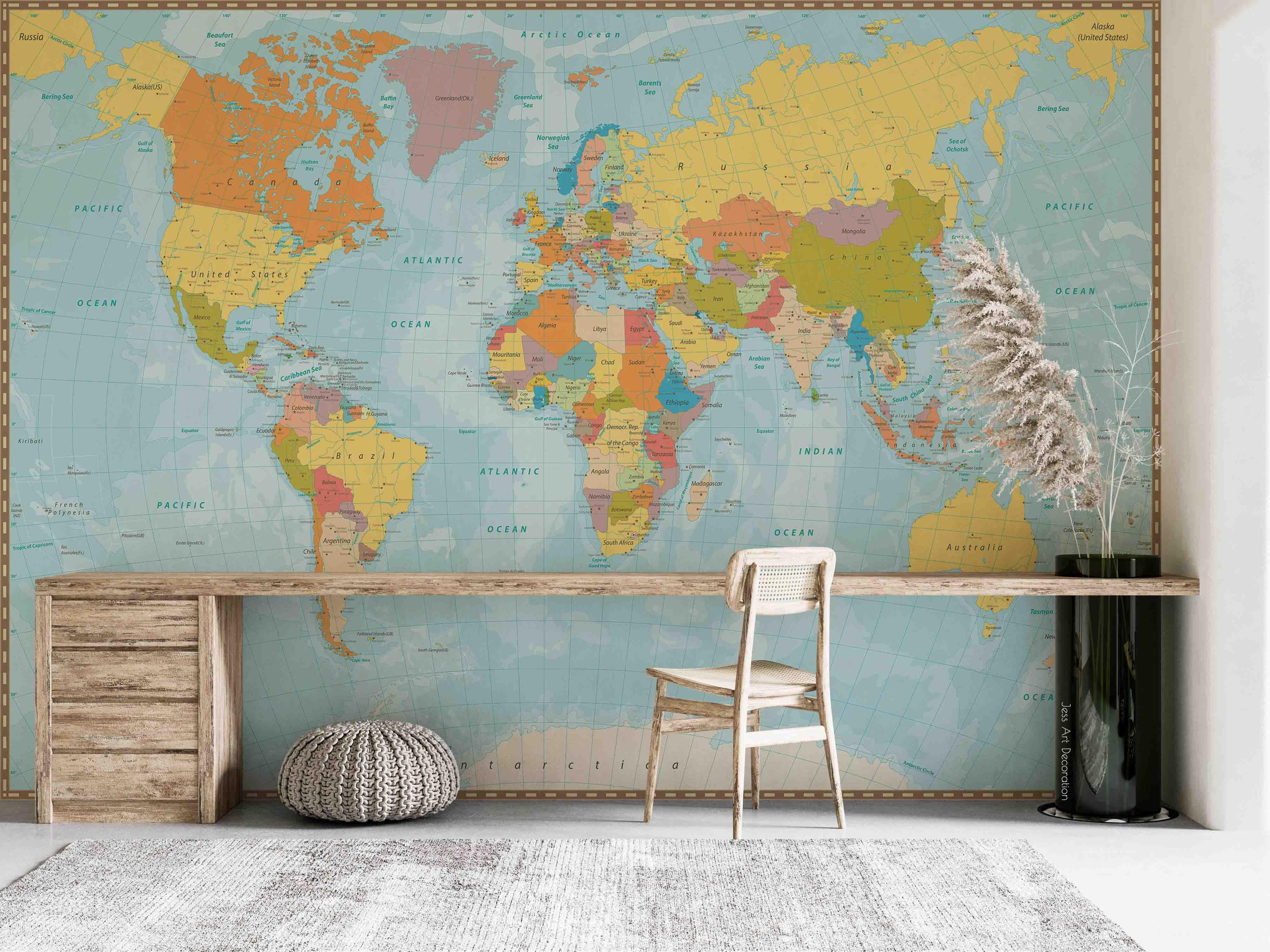 3D World Map Wall Mural Wallpaper sww 284- Jess Art Decoration