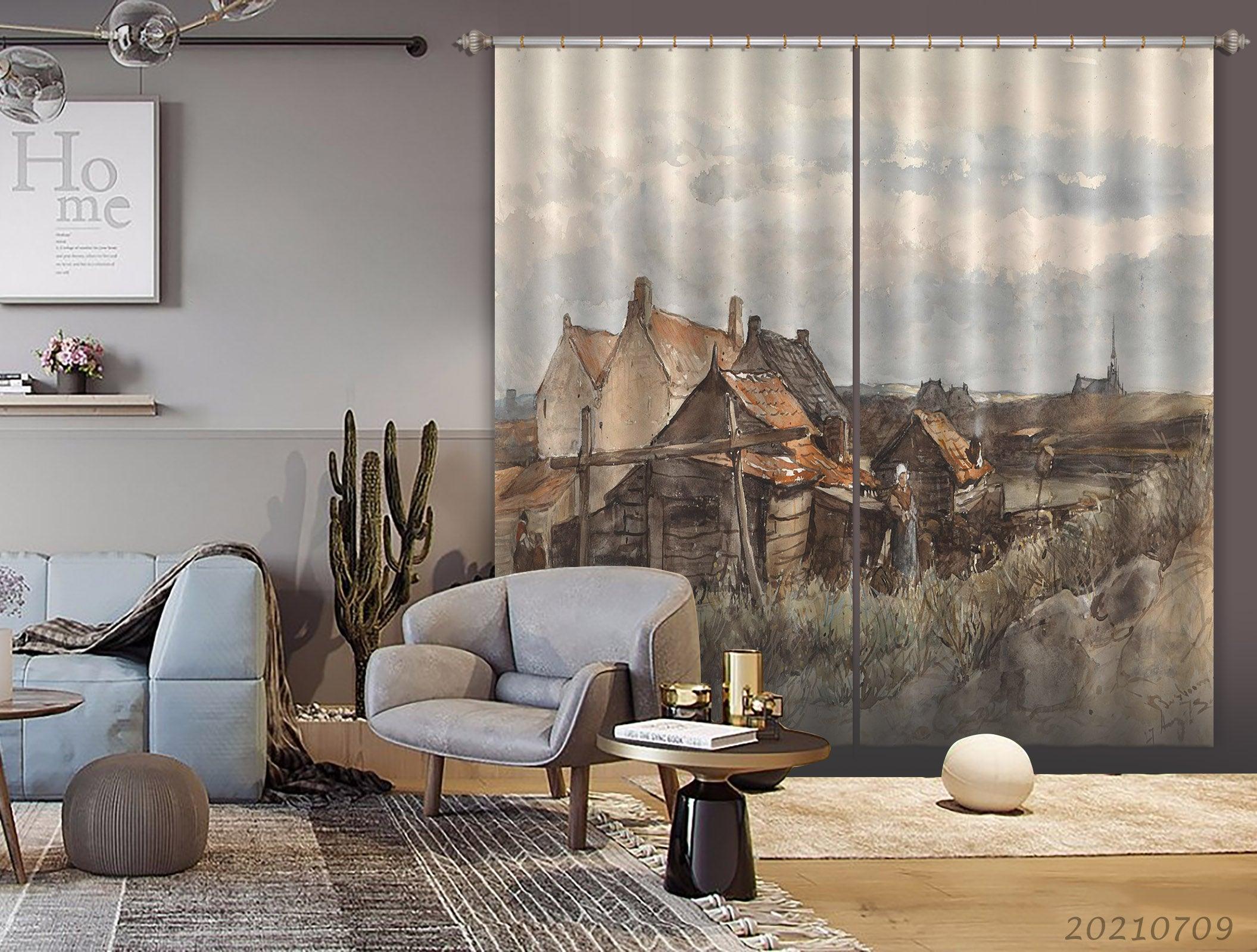 3D Landscape Oil Painting Curtains and Drapes LQH 81- Jess Art Decoration