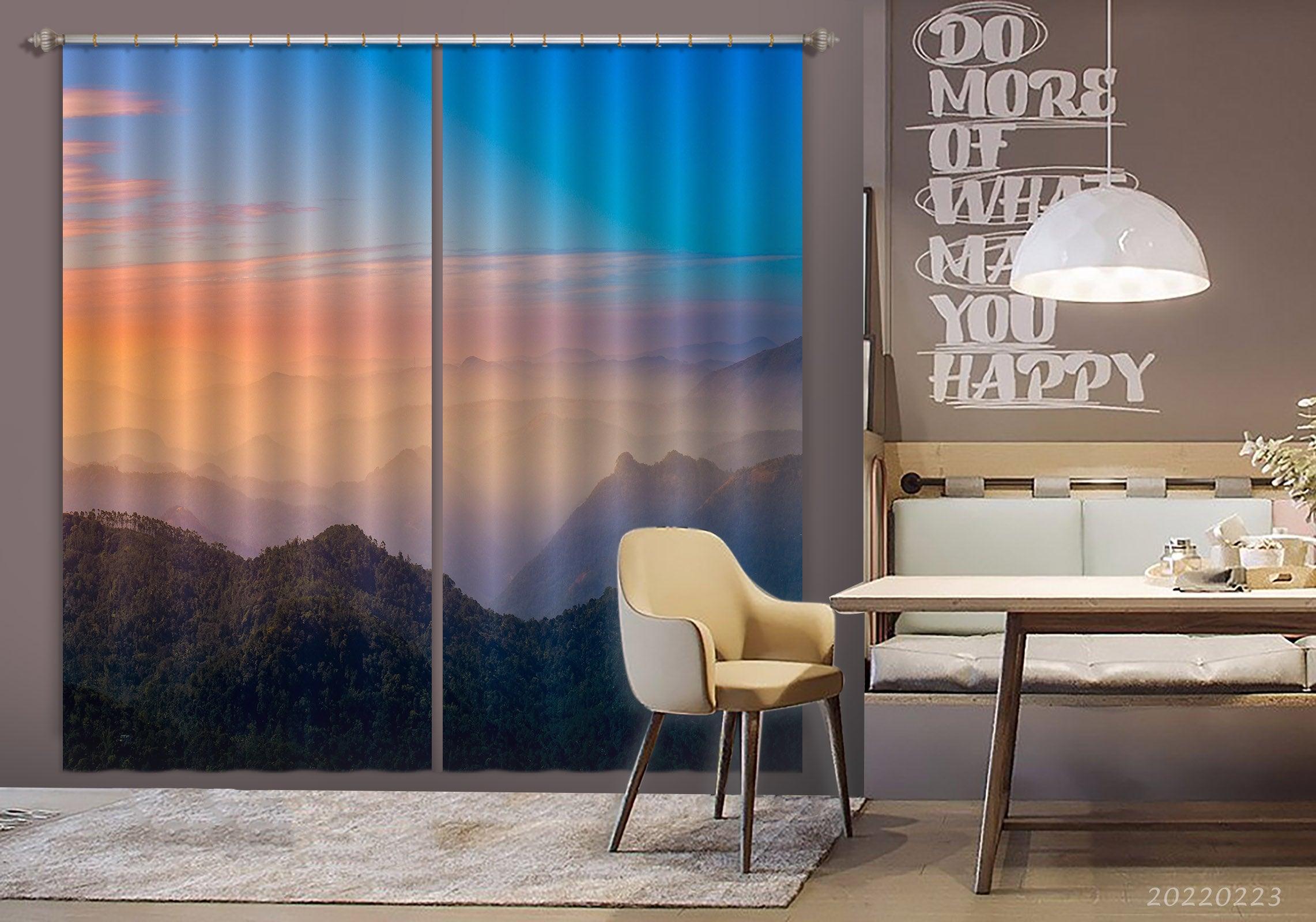 3D Landscape Mountain Forest Sunset Curtains and Drapes GD 2411- Jess Art Decoration