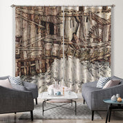 3D Wooden Waterwheel Artwork Painting Curtains and Drapes GD 3515- Jess Art Decoration