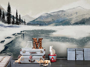 3D Watercolor Winter Mountain Forest Landscape Wall Mural Wallpaper LQH 342- Jess Art Decoration