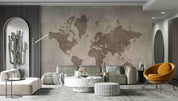 3D Map World Concrete Wall Mural Wallpaper SWW4484- Jess Art Decoration