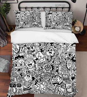 3D Abstract Grey Monster Graffiti Quilt Cover Set Bedding Set Duvet Cover Pillowcases 16- Jess Art Decoration