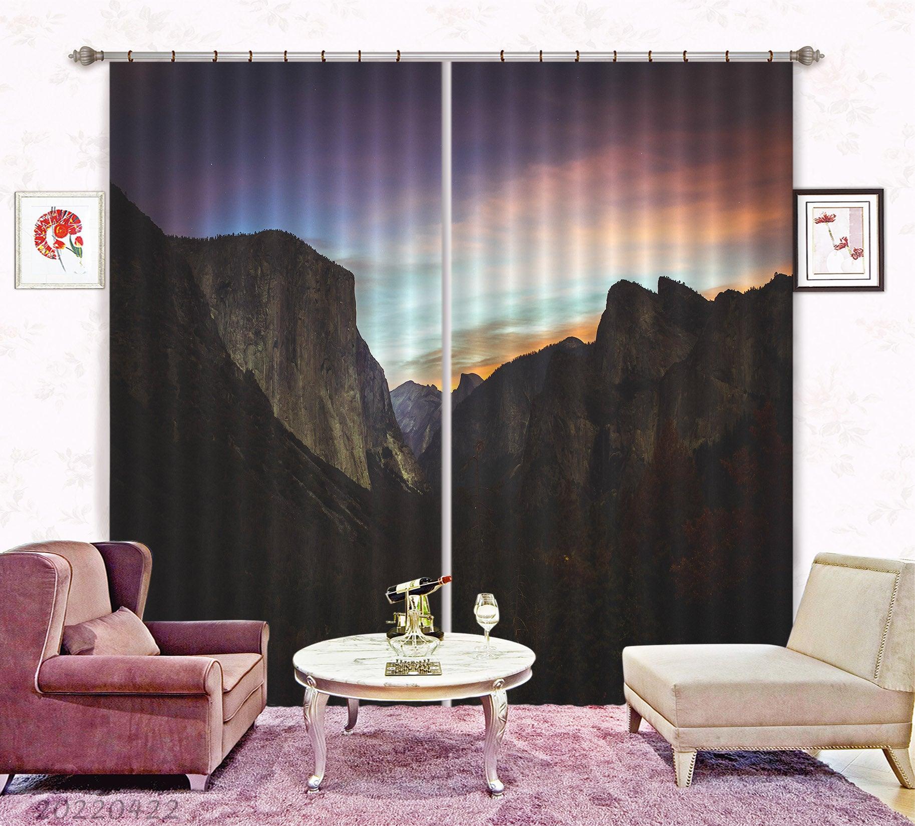 3D Landscape Mountain Peak Sunset Curtains and Drapes GD 4294- Jess Art Decoration