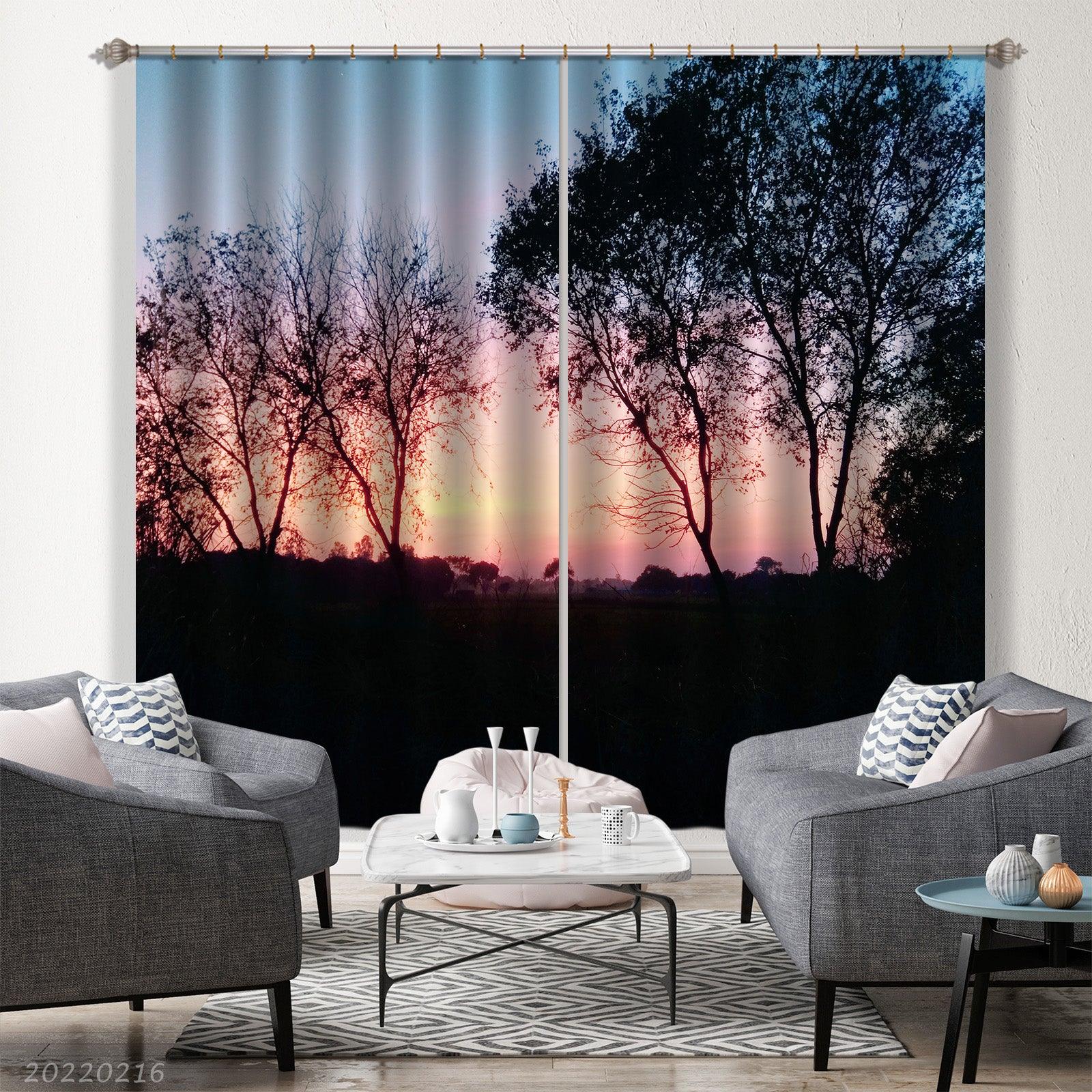 3D Woods Sunrise Scenery Curtains and Drapes GD 1969- Jess Art Decoration