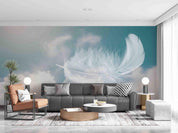 3D White Feather Falling Wall Mural Wallpaper SWW4453- Jess Art Decoration