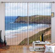 3D Skyline Sea Wave Beach Mountain Curtains and Drapes GD 3042- Jess Art Decoration