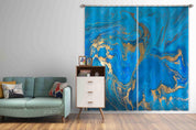 3D Watercolor Blue Marble Texture Curtains and Drapes LQH 32- Jess Art Decoration