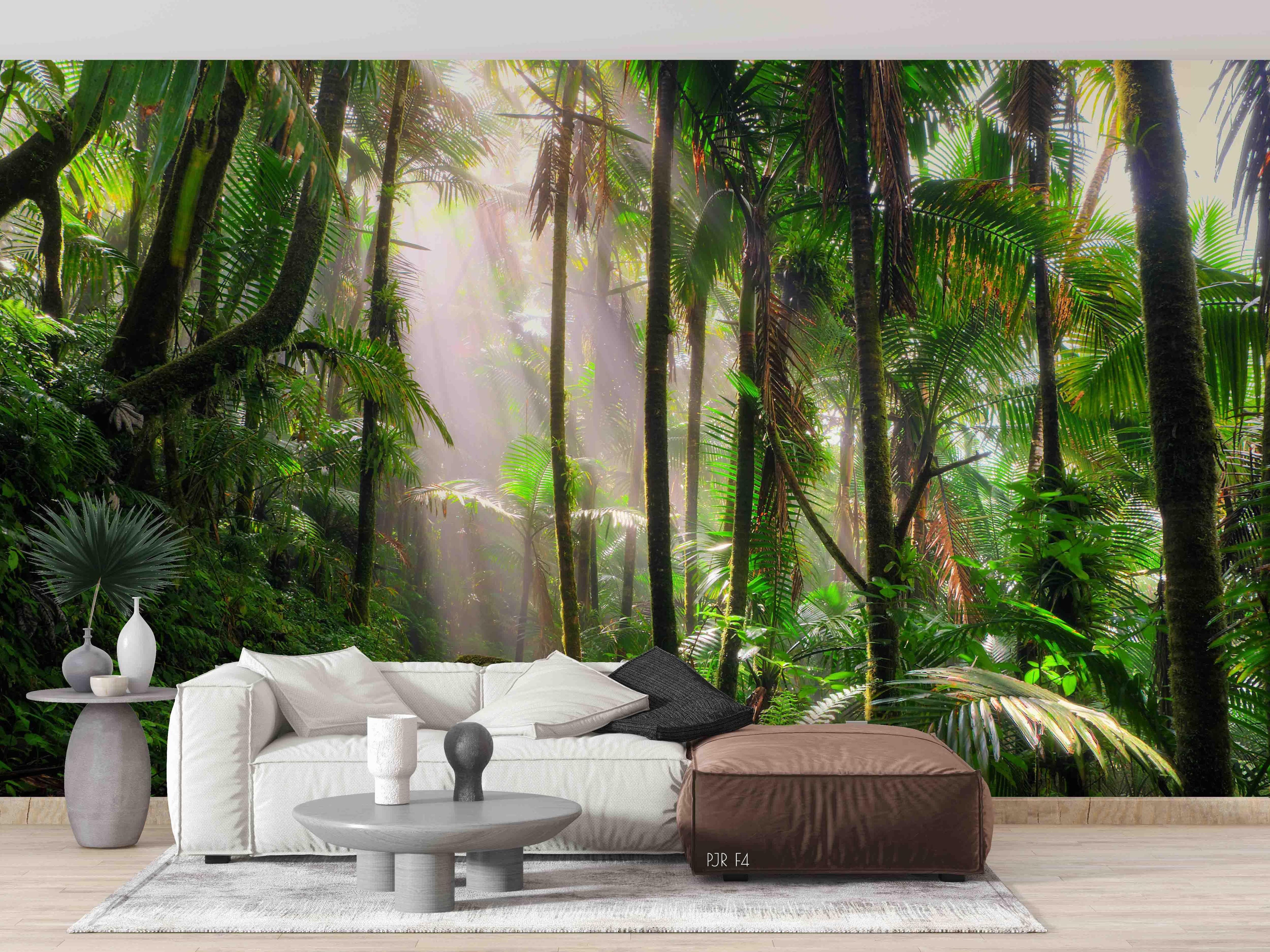 3D Tropical Landscape Tree Leaves Wall Mural Wallpaper WJ 5156- Jess Art Decoration