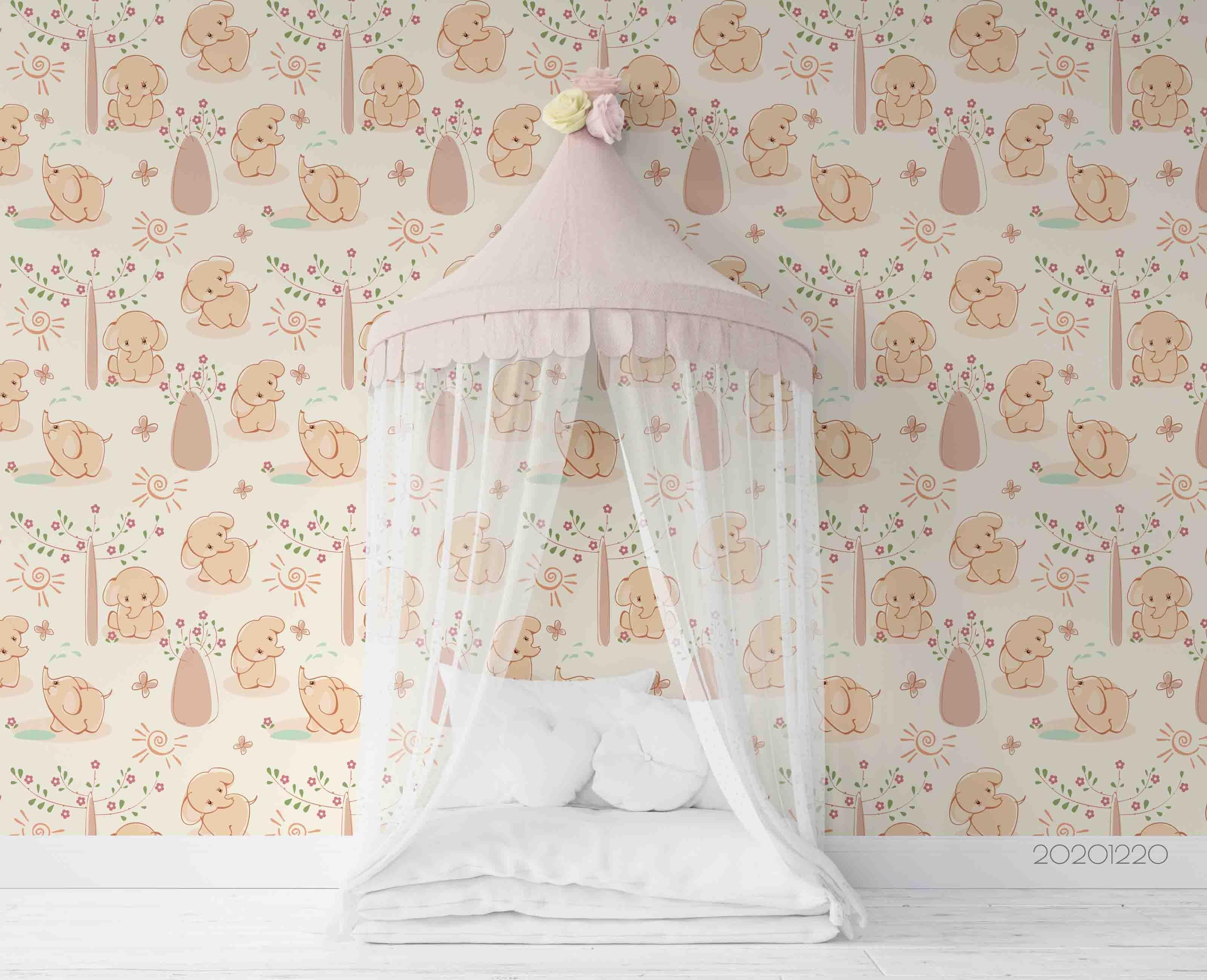 3D Hand Drawn Animal Elephant Forest Wall Mural Wallpaper LQH 72- Jess Art Decoration