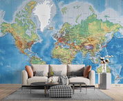 3D Colourful World Map Wall Mural Wallpaper WJ 2112- Jess Art Decoration