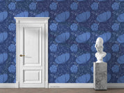 3D Hand Drawn Blue Floral Wall Mural Wallpaper LQH 15- Jess Art Decoration