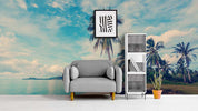 3D blue sky sea beach coconut tree wall mural wallpaper 104- Jess Art Decoration