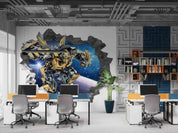 3D Space Robot Broken Wall space robot broken wall scene wall mural wallpaper for kids room - view 4