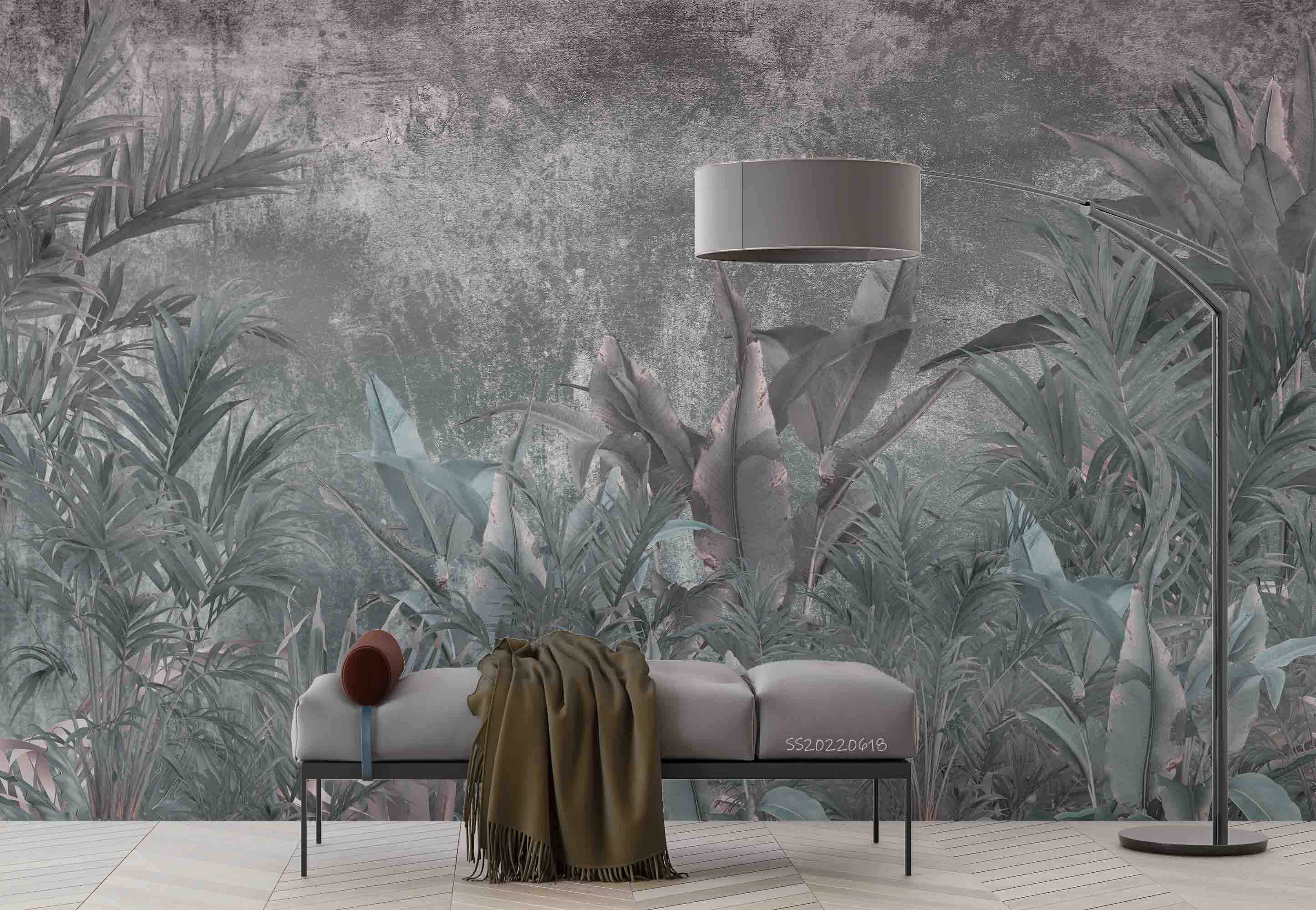3D Vintage Tropical Palm Tree Leaves Wall Mural Wallpaper GD 755- Jess Art Decoration