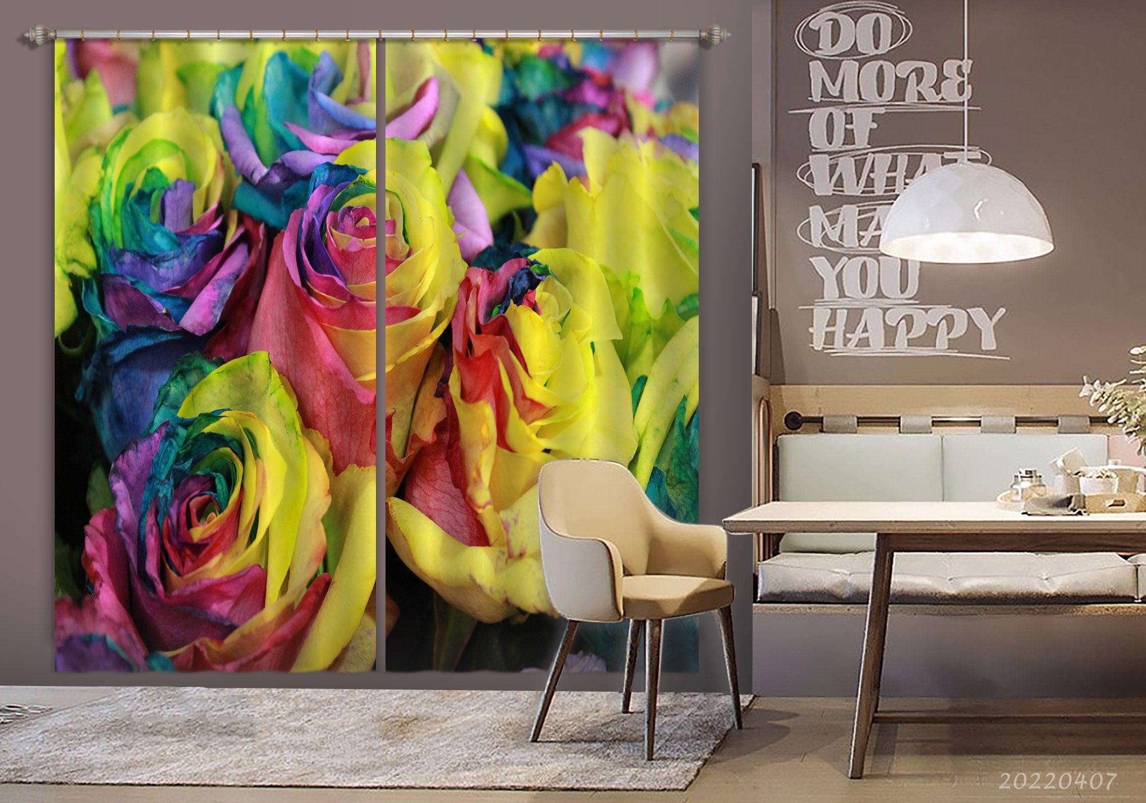 3D Nature Plant Colorful Rose Spring Curtains and Drapes GD 3493- Jess Art Decoration