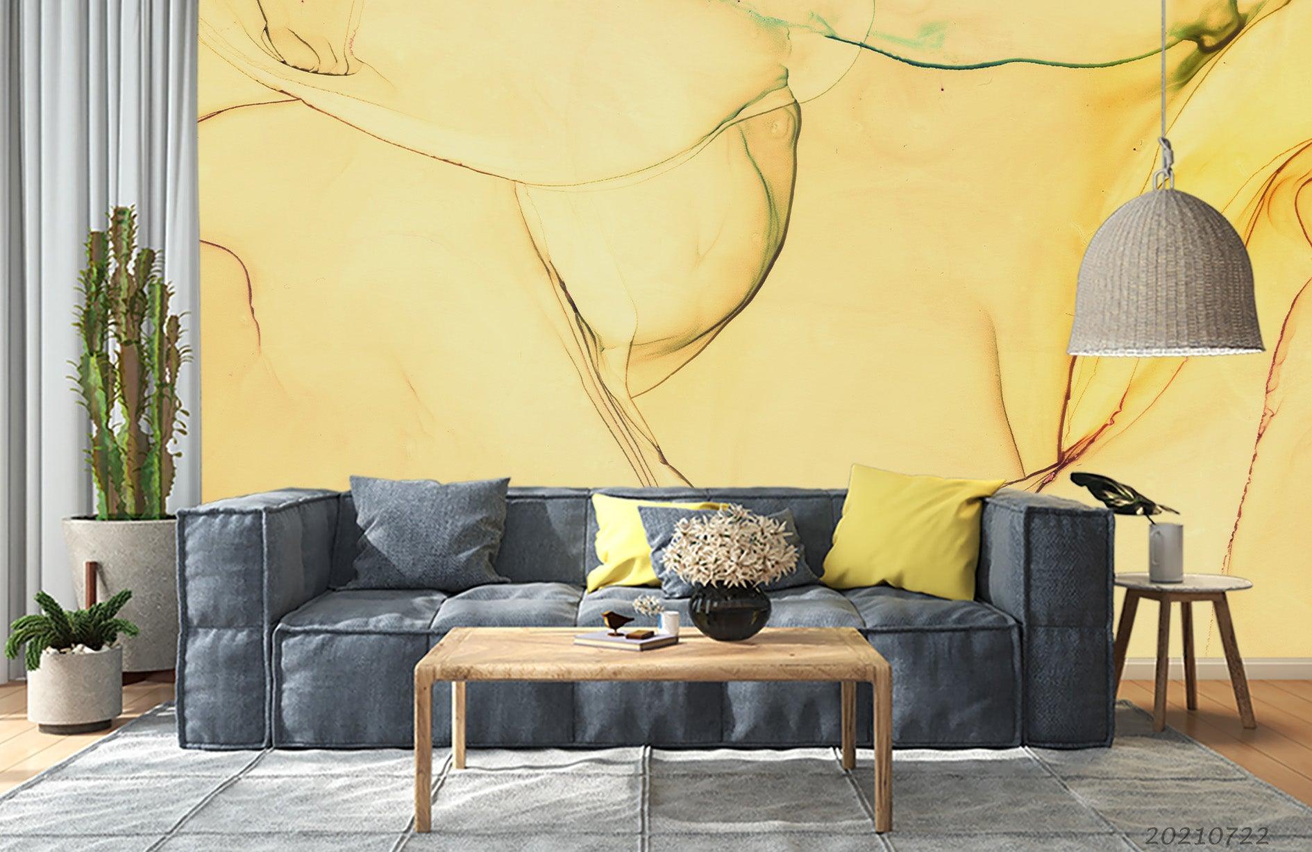 3D Watercolor Golden Marble Texture Wall Mural Wallpaper LQH 467- Jess Art Decoration