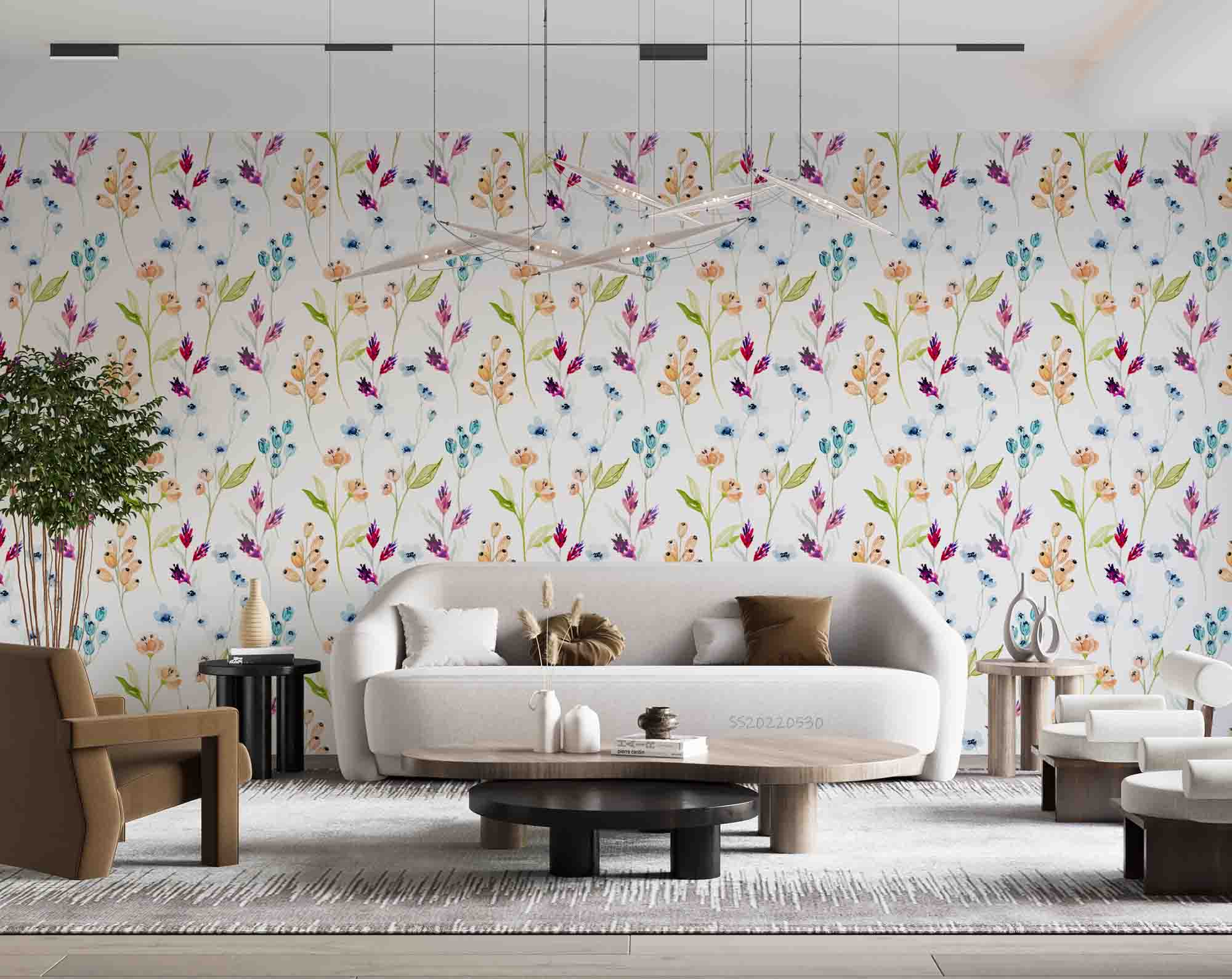 3D Fresh Plant Leaf Floral Fruit White Background Wall Mural Wallpaper GD 71- Jess Art Decoration