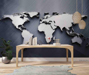 3D Grey World Map Wall Mural Wallpaper LQH 267- Jess Art Decoration