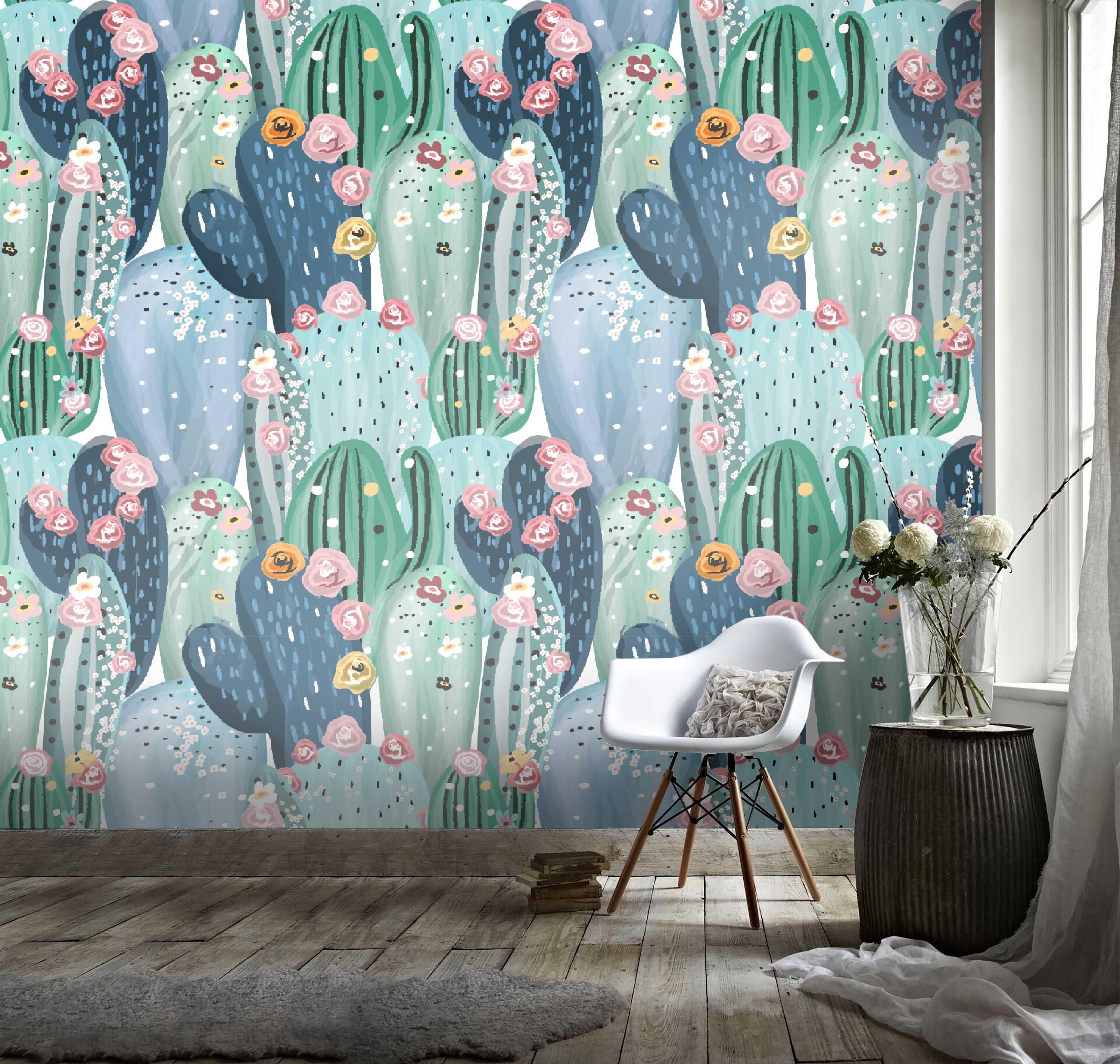 3D Colorful Cactus Background Wall Mural Wallpaper 39- Jess Art Decoration