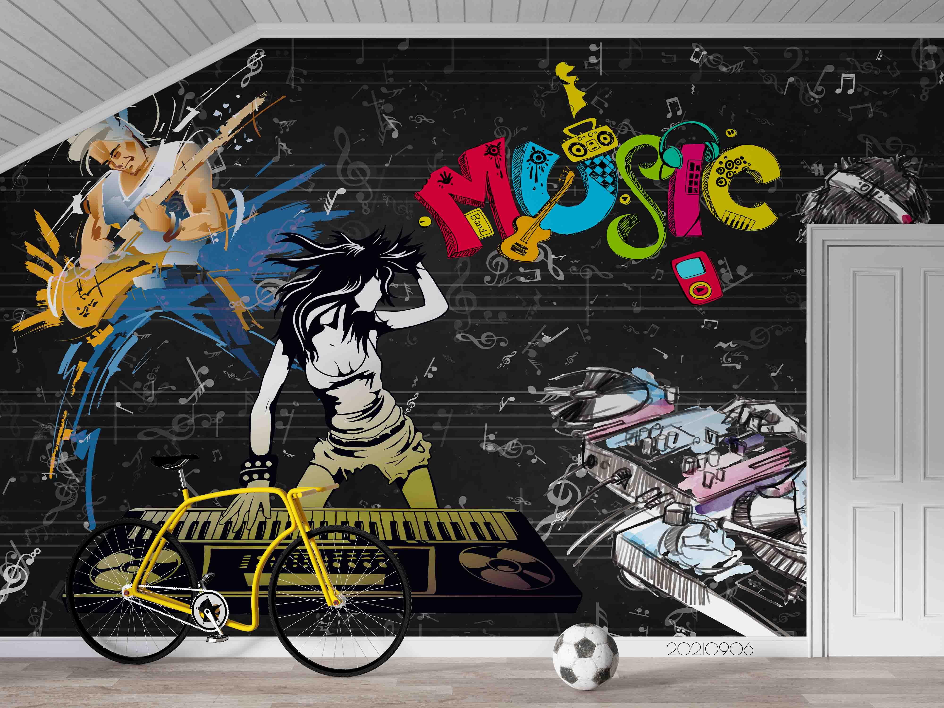 3D Rock Music Wall Mural Wallpaper LQH 515- Jess Art Decoration