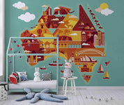 3D Cartoon Map Wall Mural Wallpaper SWW4409- Jess Art Decoration