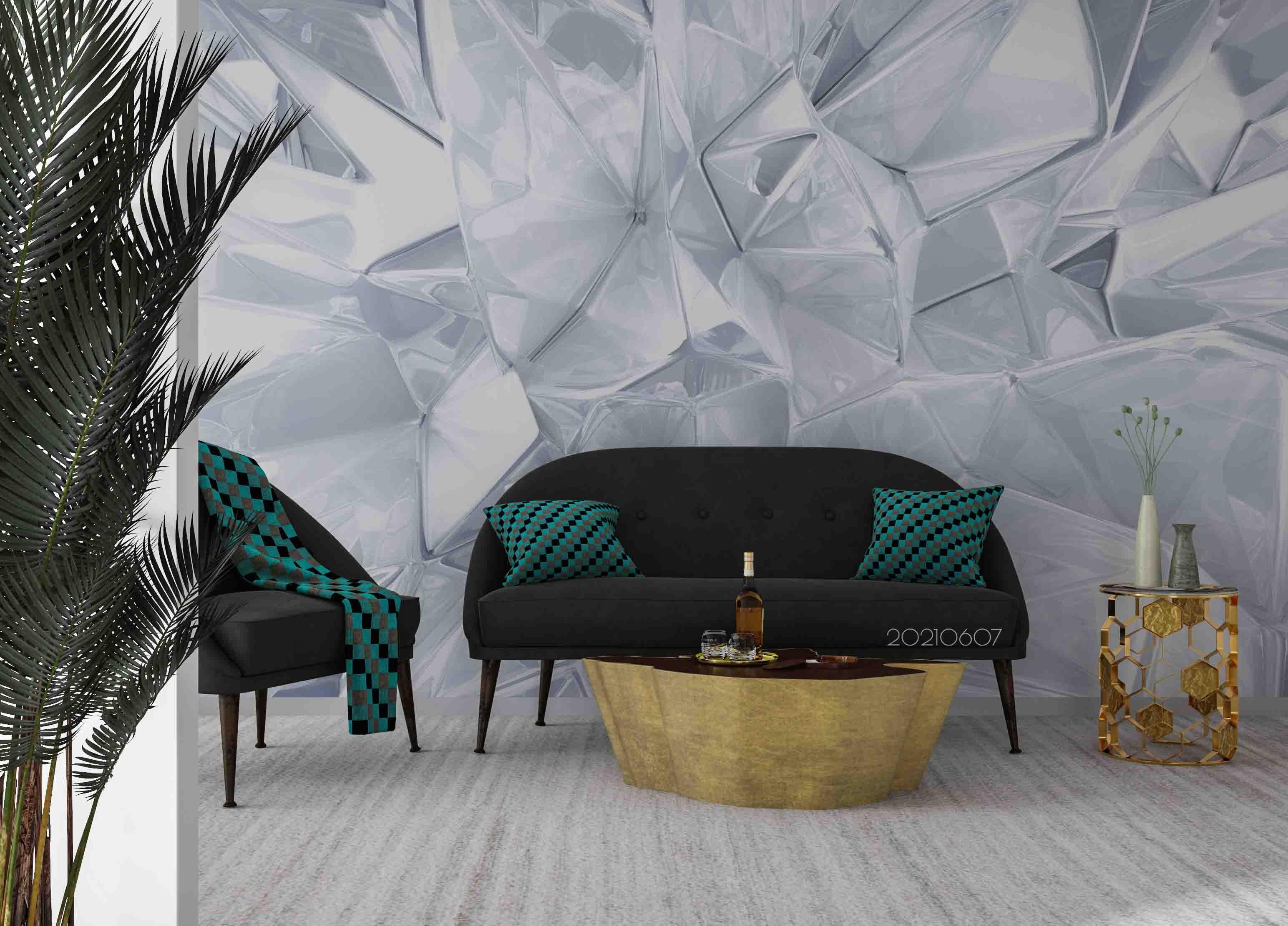 3D White Crystal Triangle Rendering Stereo Wall Mural Wallpaper SWW716- Jess Art Decoration