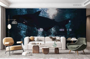 3D  Black Shark  Animal Wall Mural Wallpaper SWW1739- Jess Art Decoration