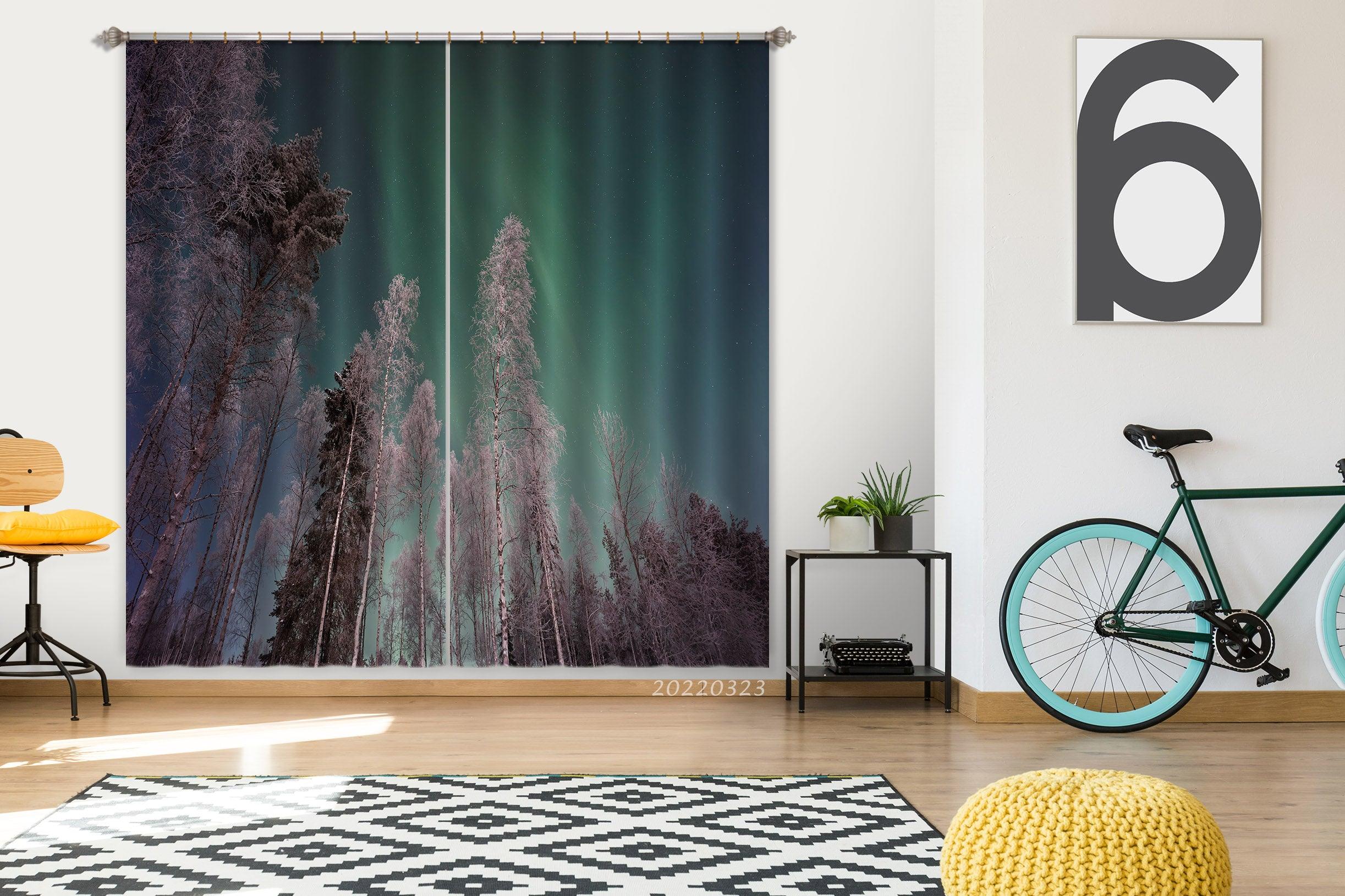 3D Woods Night Star Sky Landscape Curtains and Drapes GD 2577- Jess Art Decoration