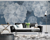 3D Blue Vintage Petal Floral Wall Mural Wallpaper GD 2677- Jess Art Decoration