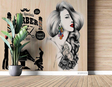 3D Hair Salon Background Wall Mural Wallpaper LQH 553- Jess Art Decoration