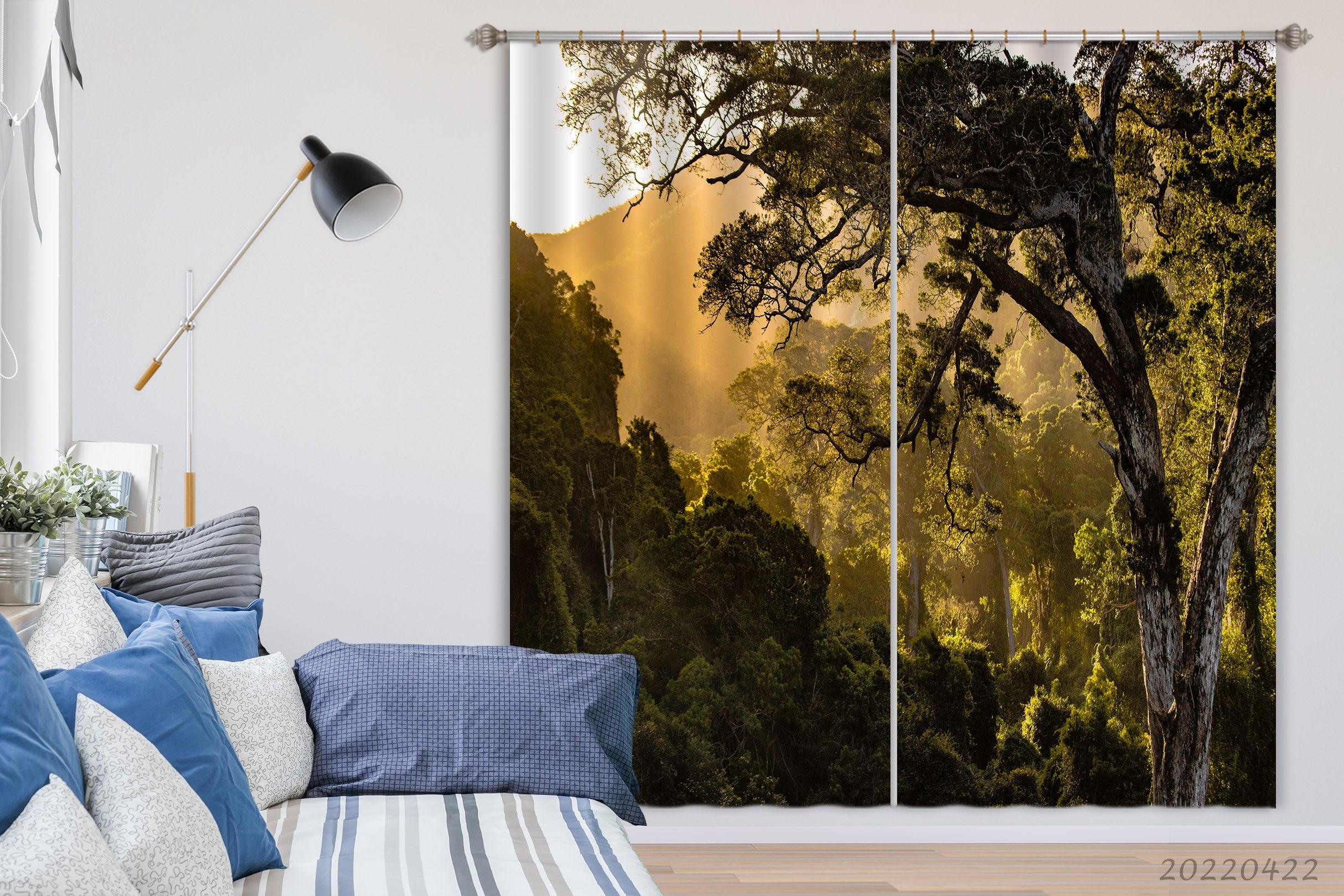 3D Landscape Mountain Forest Tree Sunbeam Curtains and Drapes GD 4195- Jess Art Decoration