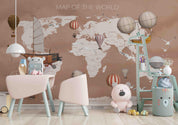 3D World Map Hot Air Balloon Wall Mural Wallpaper LQH 74- Jess Art Decoration
