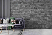 3D Grey Brick Texture industrial grey brick wall wall mural wallpaper for dining room - view 4