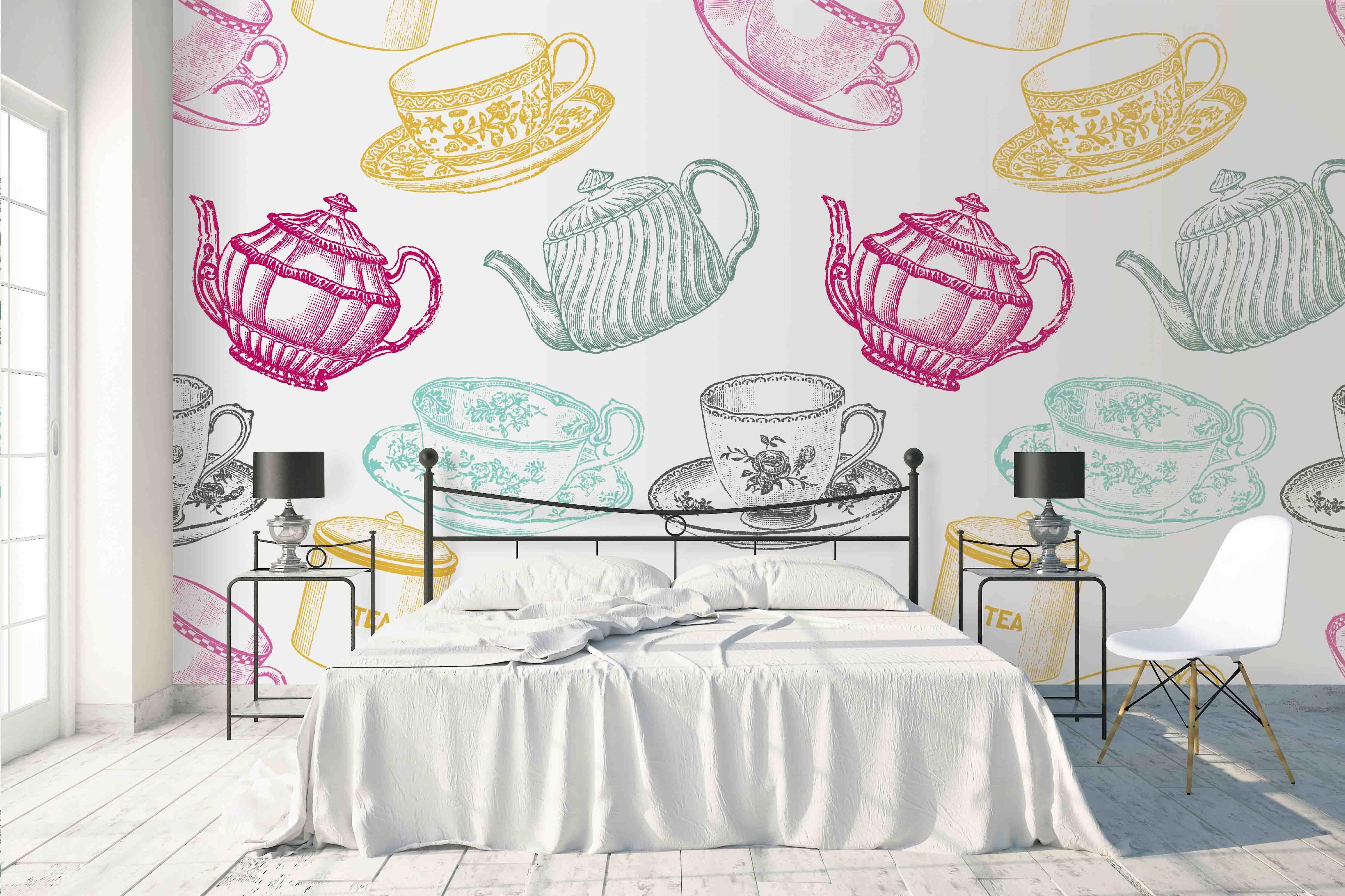 3D Colorful Tableware Pattern Wall Mural Wallpaper 2- Jess Art Decoration