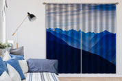 3D Sky Mountain Landscape Blue Curtains and Drapes LLL 137- Jess Art Decoration