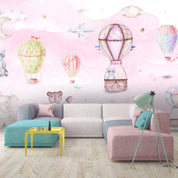 3D bear rabbit moon aircraft hot air balloon wall mural wallpaper 31- Jess Art Decoration