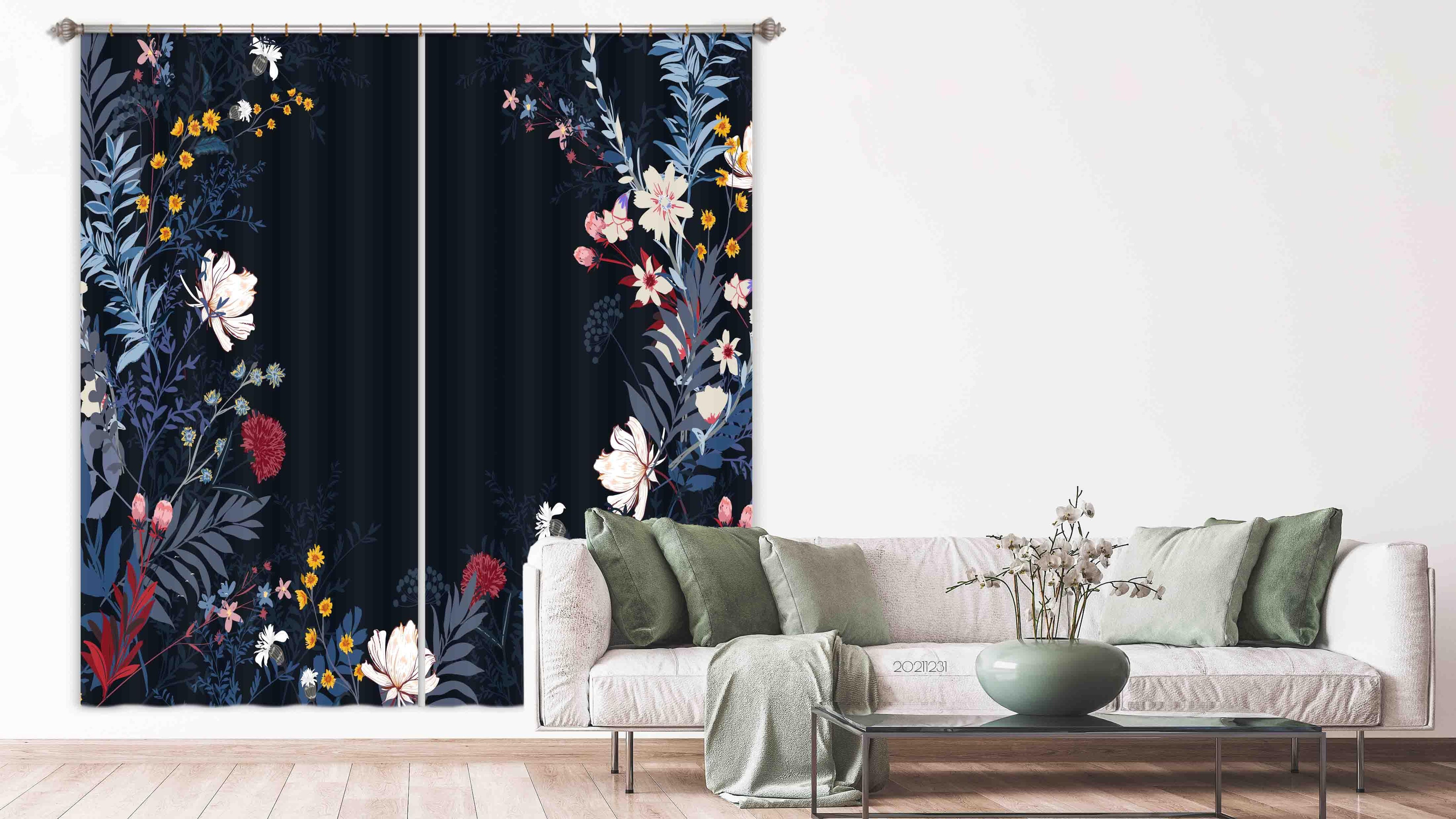 3D Vintage Flower Leaf Curtains and Drapes GD 108- Jess Art Decoration