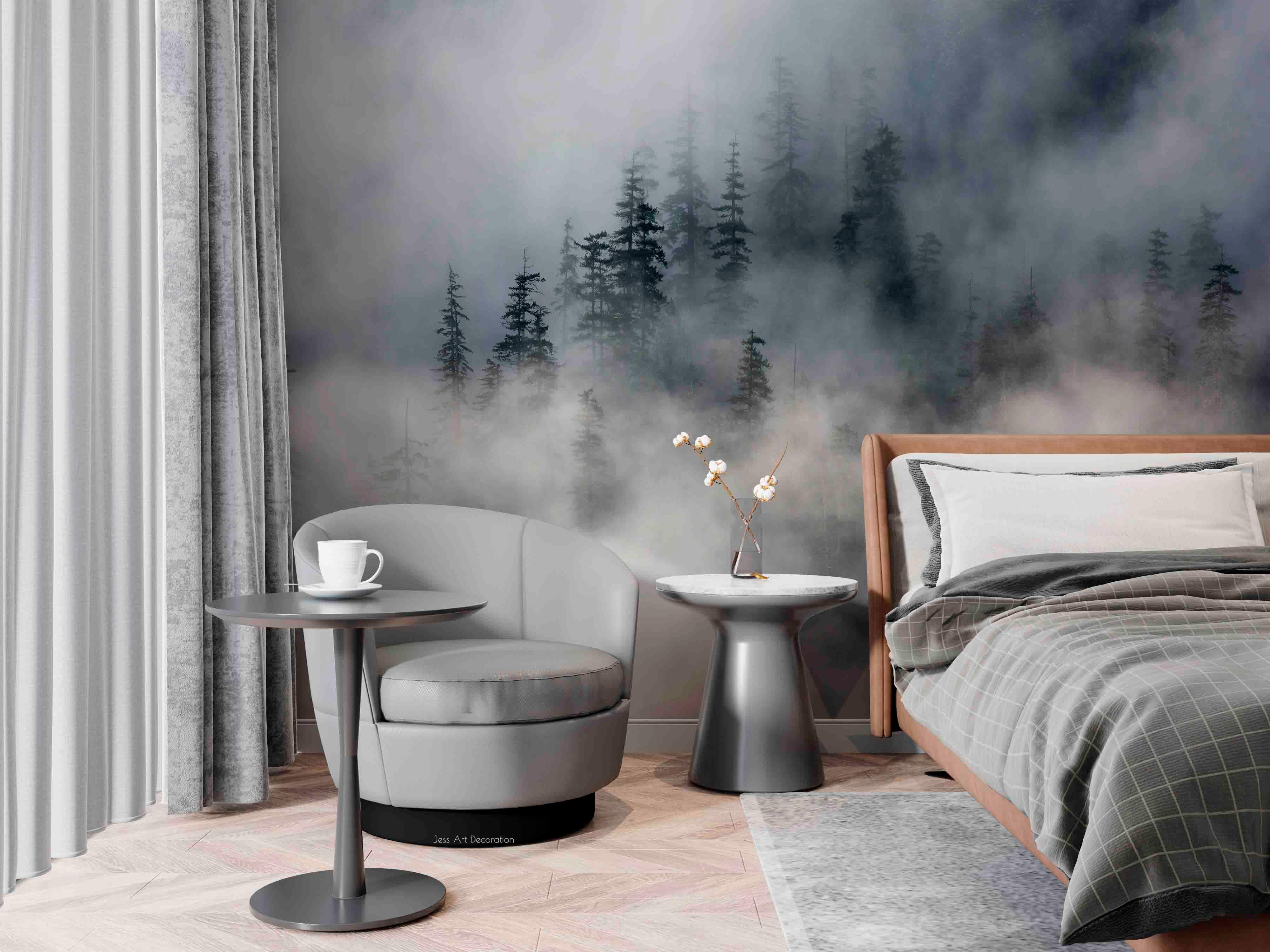 3D Black Forest Misty Wall Mural Wallpaper GD 2893- Jess Art Decoration