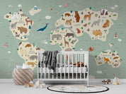 3D World Map Animal Distribution Wall Mural Wallpaper GD 3709- Jess Art Decoration
