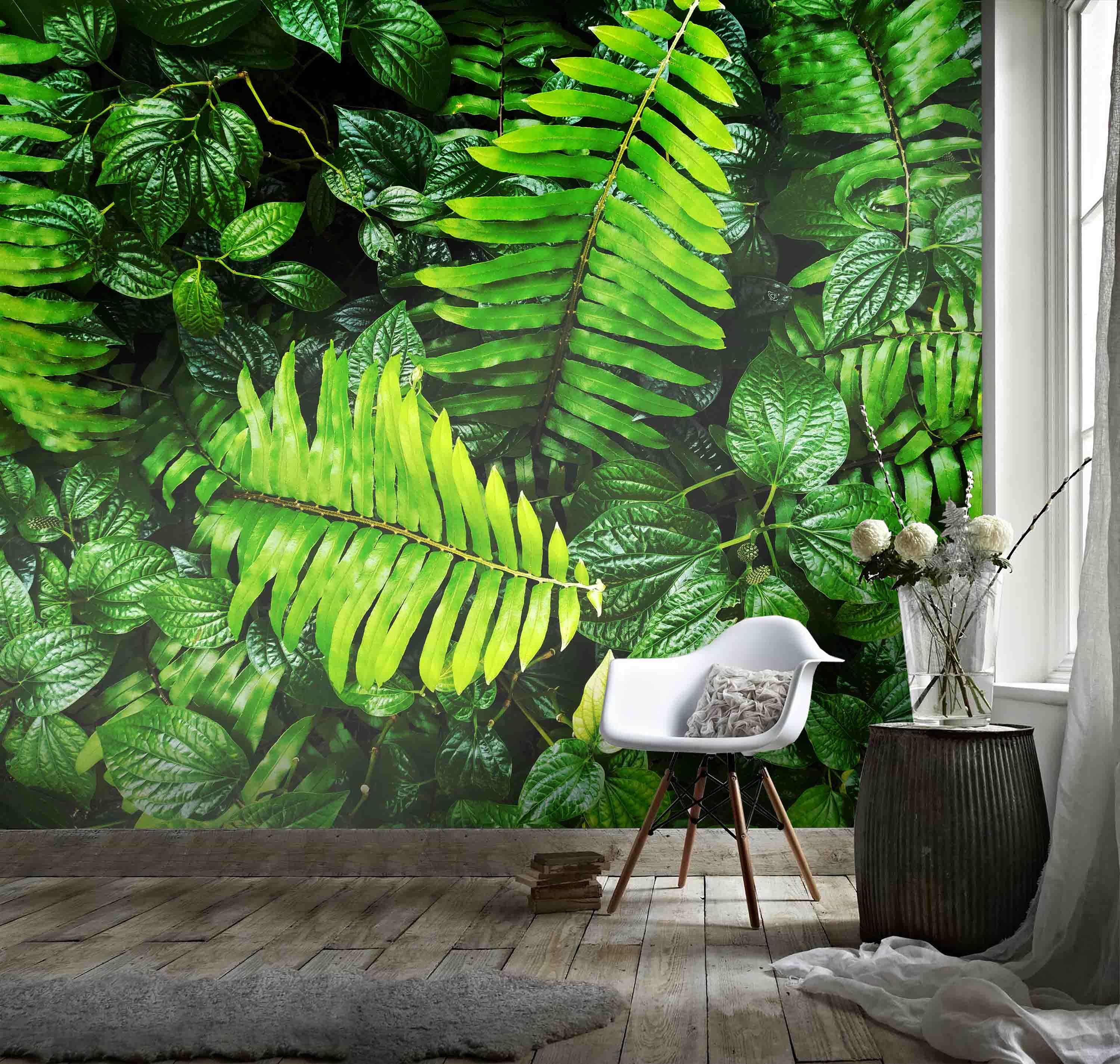 3D  Green Leaf Background  Wall Mural Wallpaper 25- Jess Art Decoration