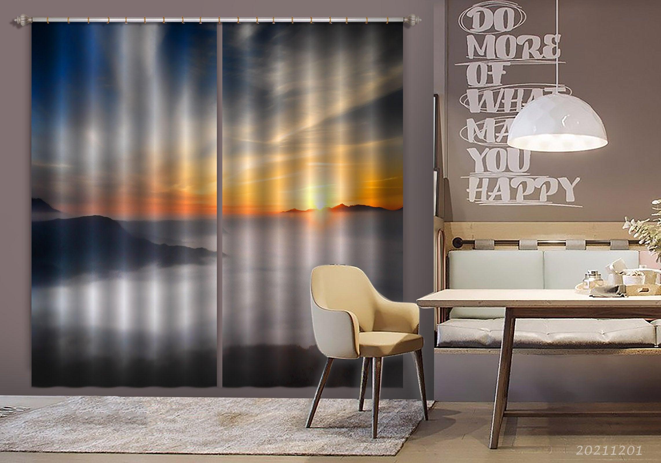 3D Landscape Mountain Fog Sunrise Sky Curtains and Drapes LLL 44- Jess Art Decoration